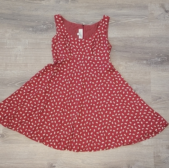VTG Laundry by‎ Shelli Segal Sleeveless Red Flower Dress - Picture 1 of 11